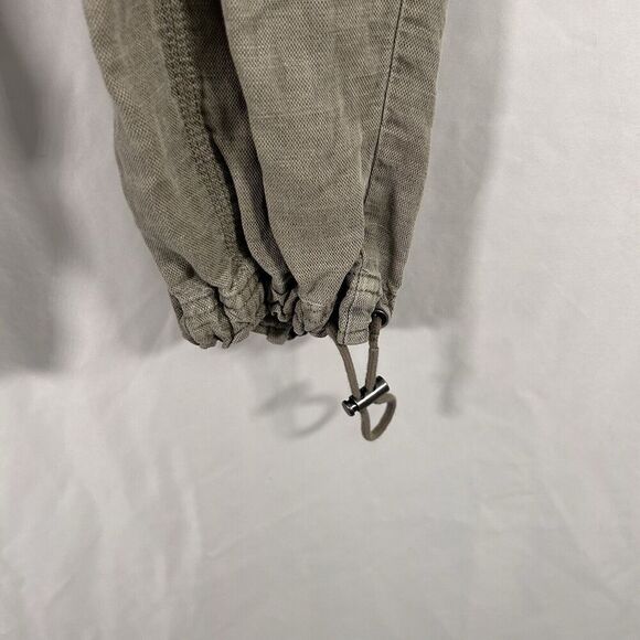 NWOT Nichole Miller Cargo Joggers Women's Medium Light Green Linen Bl Drawstring - Picture 4 of 12